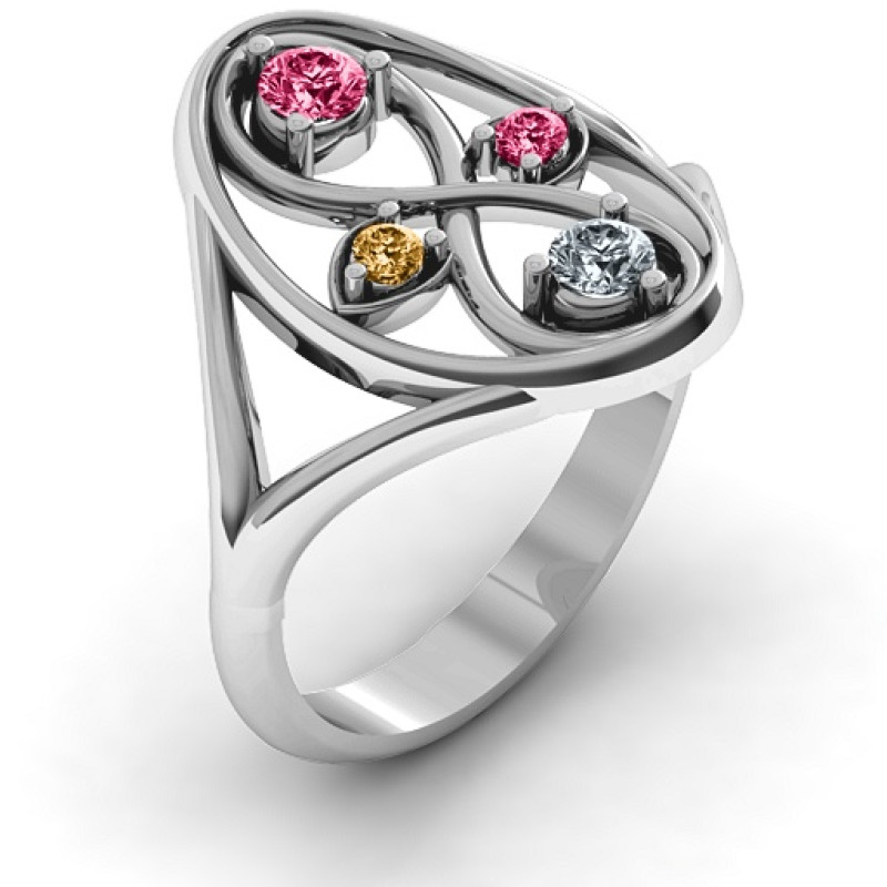 Sterling Silver Forever Love Ring Forever Love Ring with open oval frame and split shoulders