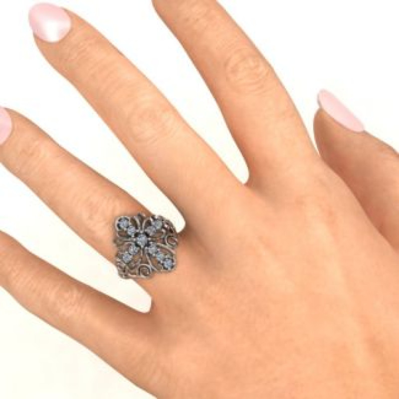 Personalised spirituality cross ring side view