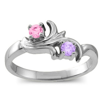 Sterling Silver Nouveau Flame 2-6 Gemstones Ring