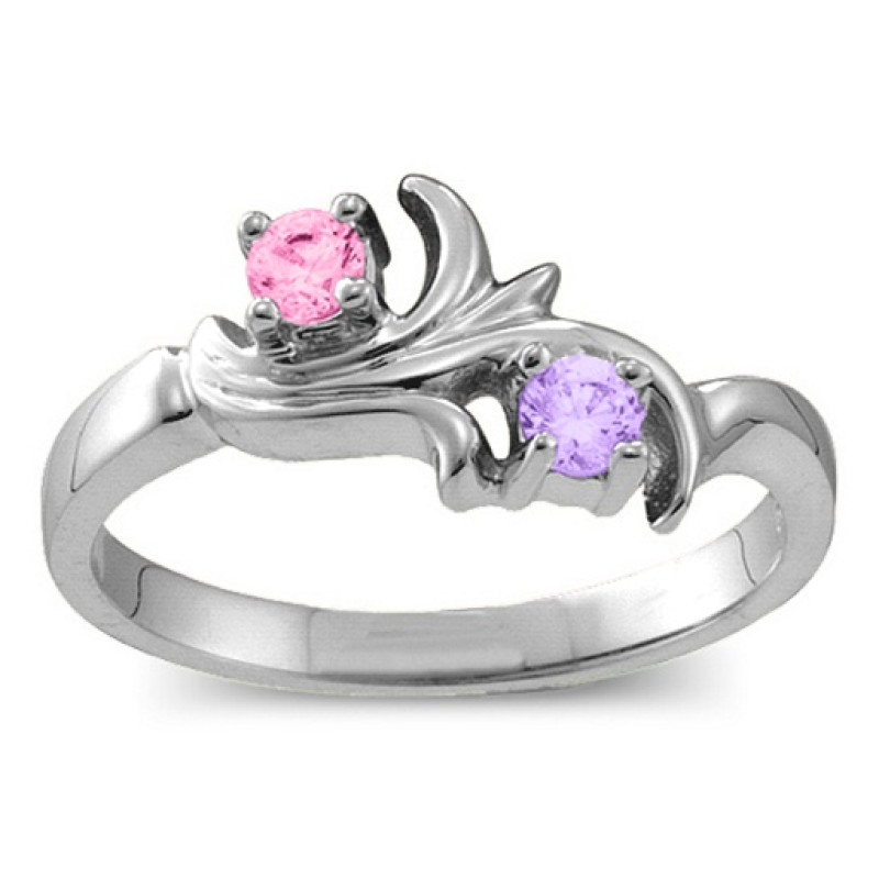 Nouveau Flame Custom Gemstone Ring Nouveau Flame custom ring with two to six gemstones