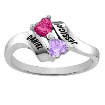Sterling Silver Rhapsody Kissing Hearts Ring