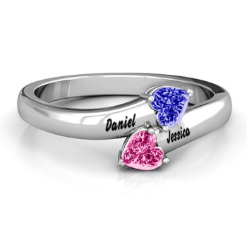Sterling Silver Tribute Hearts Bypass Ring