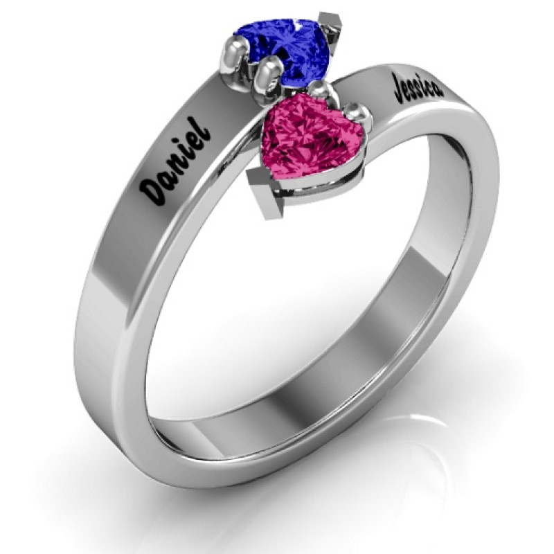 Tribute Hearts Bypass Ring Tribute Hearts Bypass Ring with two diagonal heart-shaped stones