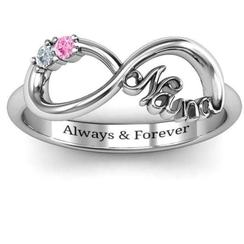 Nana Infinity Ring with Round Stones Personalised Nana infinity ring with round stones