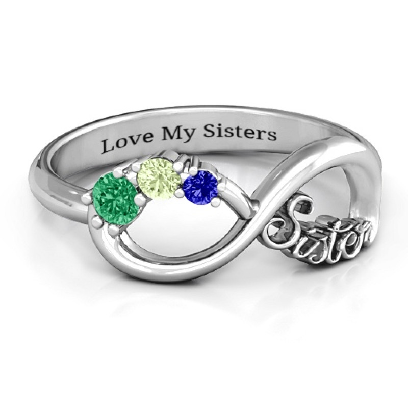 Personalised 2-4 Stone Sisters Infinity Ring Personalised sisters infinity ring with stones