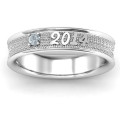 Personalised 2014 Textured Graduation Ring Personalised textured 2014 graduation ring with a round centre stone