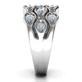 3 Tier Wave Ring - Product View Three-tier wave ring with round stone settings
