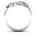 Sterling silver five-stone infinity ring with soaring butterflies