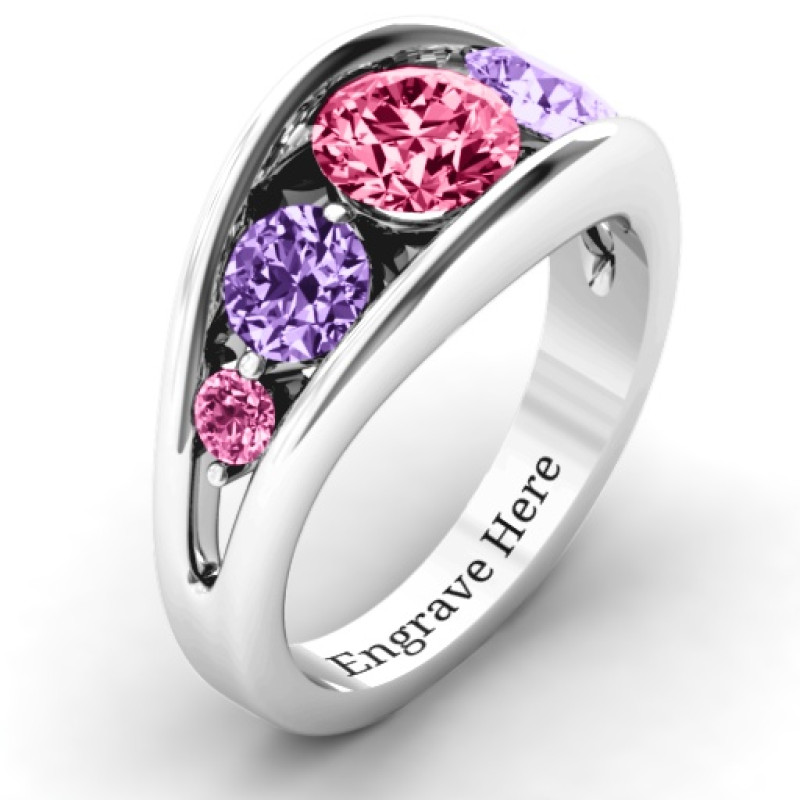 Five Stone Split Shank Ring - Detail View Five stone split shank ring detail view