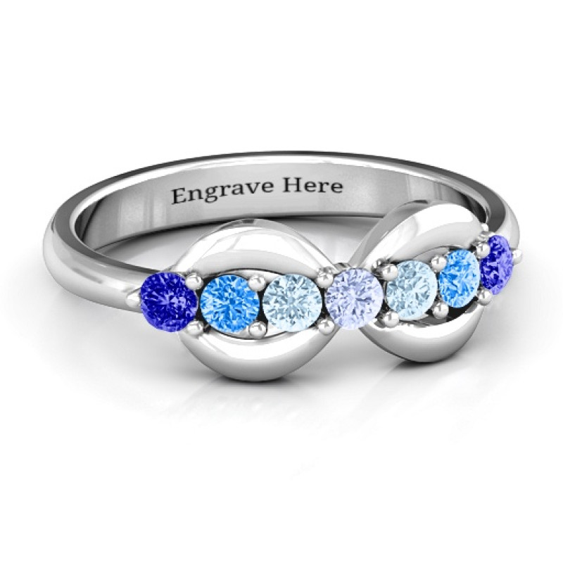 Seven-stone infinity family ring