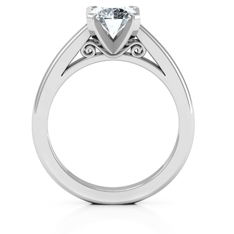 Adoration Solitaire Ring with Round Centre Stone Adoration cathedral solitaire ring with a round centre stone and filigree detail