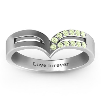 Sterling Silver Ahead Of The Curve Ring with Black Swarovski Zirconia Stones Sterling Silver Ahead Of The Curve Ring with Black Swarovski Zirconia Stones