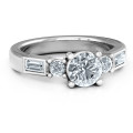 Andrea engagement ring with round centre stone and baguette side stones