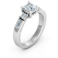 Andrea engagement ring with round centre stone and baguette side stones