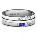 Men's personalised baguette stone ring