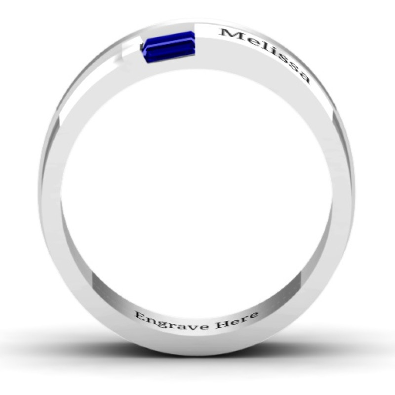 Men's personalised baguette stone ring