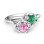 Sterling Silver Be-leaf In Love Double Gemstone Floral Ring