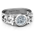 Beautiful Blossoms split shank ring with a central round stone