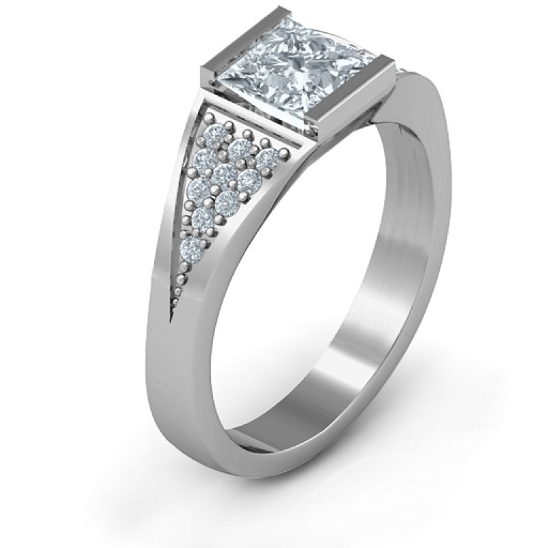 Bold Love Ring with princess-cut centre stone and pavé accents