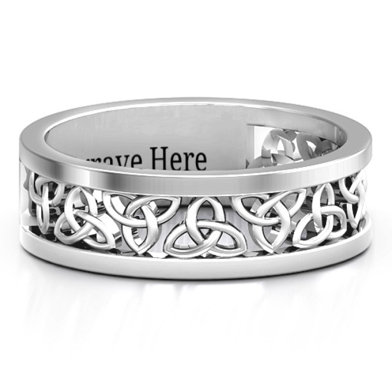 Celtic wreath men's ring with two-band knotwork design