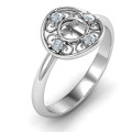 Sterling Silver Chai filigree ring with four round stones