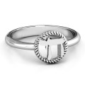 Chai Ring with Braided Halo Chai ring with a braided halo