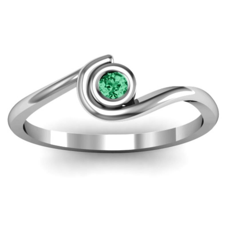 Curved Bezel Personalised Ring Curved bezel ring with a round centre stone
