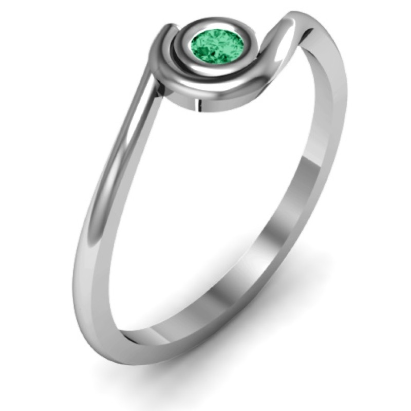 Curved Bezel Personalised Ring Curved bezel ring with a round centre stone