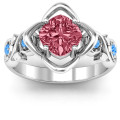 Cushion on Flowers Ring with floral cutout detailing
