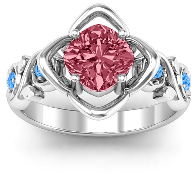 Cushion on Flowers Ring with floral cutout detailing