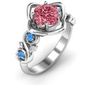 Cushion on Flowers Ring with floral cutout detailing