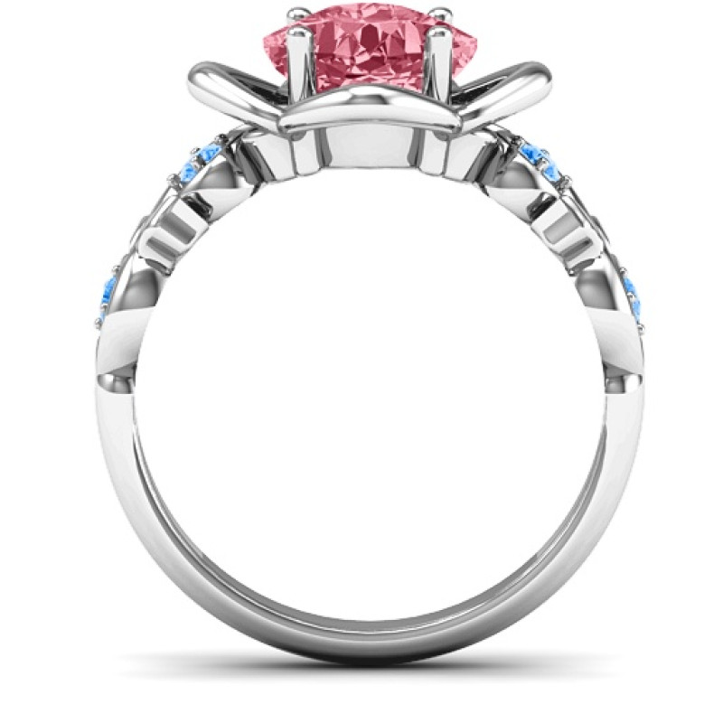 Cushion on Flowers Ring with floral cutout detailing