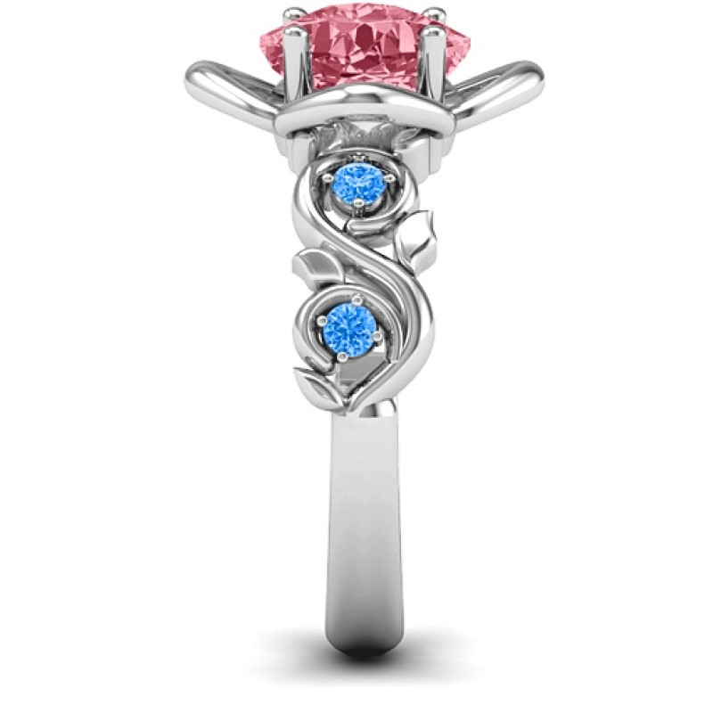Cushion on Flowers Ring with floral cutout detailing