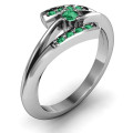 Double bypass ring with channel-set accent stones, alternate view