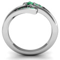 Double bypass ring with channel-set accent stones, alternate view