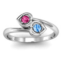 Custom Double Heart Bypass Ring Double heart bypass ring with two round gemstone settings