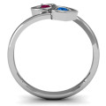 Custom Double Heart Bypass Ring Double heart gemstone bypass ring