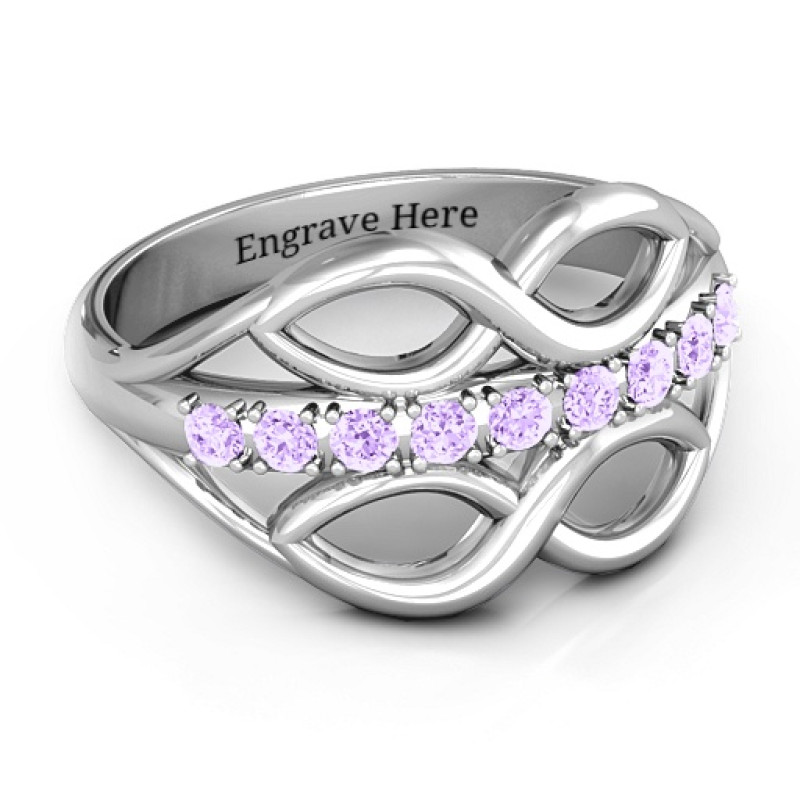 Double Infinity Ring with Accent Stones Double infinity ring with a row of accent stones