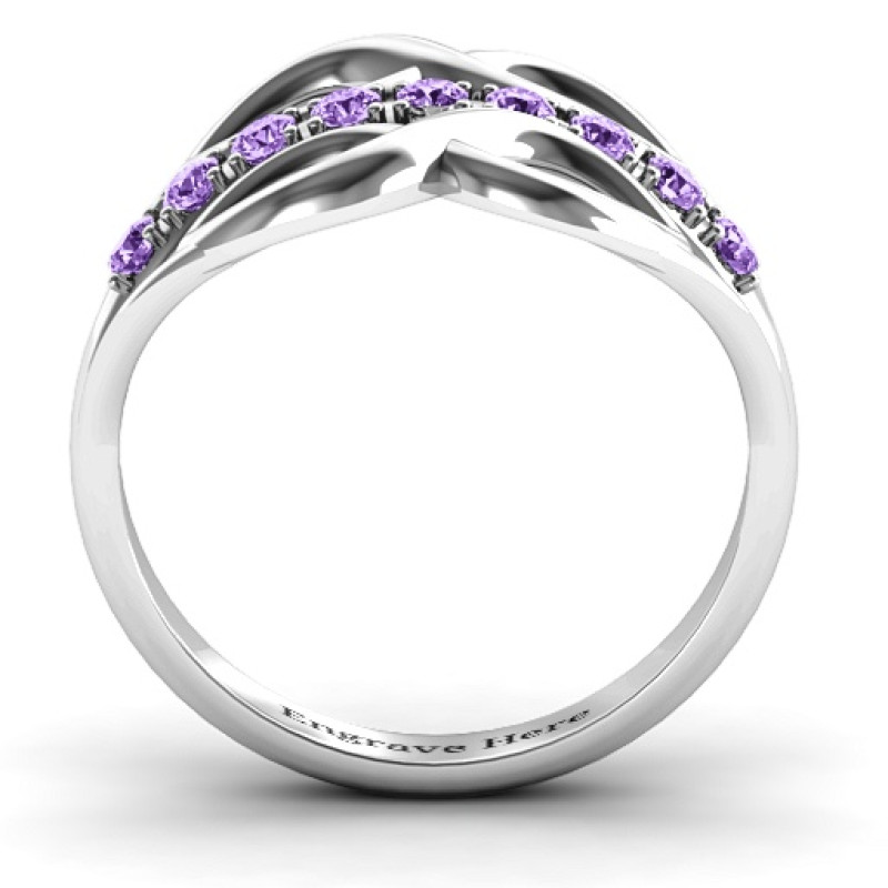 Double Infinity Ring with Nine Stones Double infinity ring with nine round stones