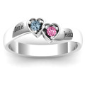 Double Interlocked Hearts Ring Detail Double interlocked hearts birthstone ring detail view