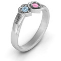 Double Interlocked Hearts Ring Side View Double interlocked hearts birthstone ring side view