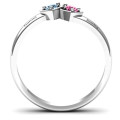 Double Interlocked Hearts Ring Close-Up Double interlocked hearts birthstone ring close-up