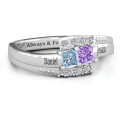 Double Princess Bypass Ring with Accents Double princess bypass ring with centre stones and accent stone rows