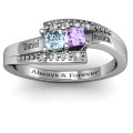 Double Princess Bypass Ring with Accents Double princess bypass ring with centre stones and accent stone rows