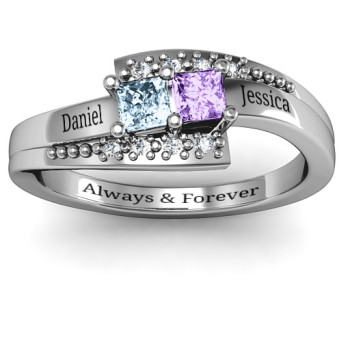 Sterling Silver Double Princess Bypass with Accents Ring Sterling Silver Double Princess Bypass with Accents Ring