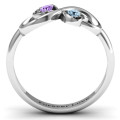Personalised duo hearts and stones infinity ring product view