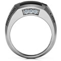 Engravable men's ring with square black onyx centre stone and six small stones
