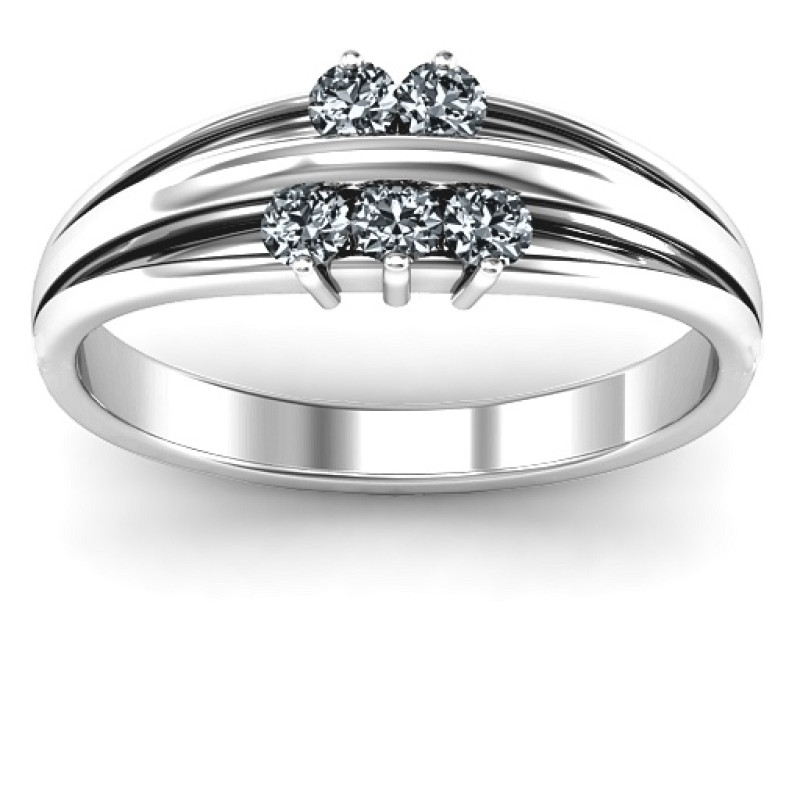 Everlasting Bonds Ring Product View Everlasting Bonds Ring with five round stones, product view