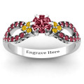 Fancy split shank solitaire accent ring with round centre stone
