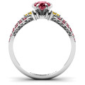 Fancy split shank solitaire accent ring alternate view